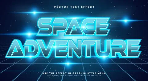 Space Adventure editable text effect Template 스톡 일러스트