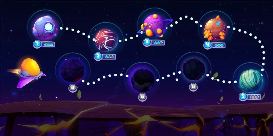 Space adventure game map Stock Illustration