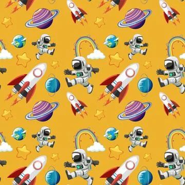 Space Adventure Seamless Pattern Stock Illustration