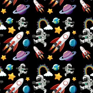 Space Adventure Seamless Pattern イラスト素材