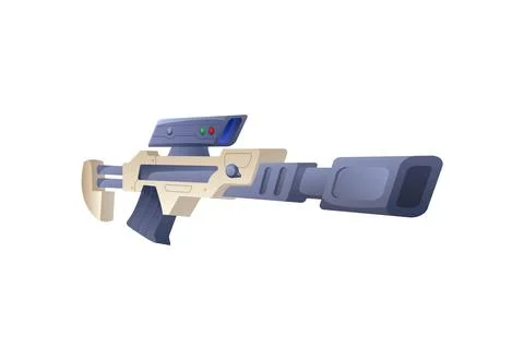 Space alien blaster laser or plasma gun cartoon vector illustration isolated. Stock Illustration