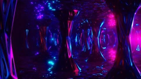 Space alien cave. Virtual reality environment. 3d render. Stock Illustration