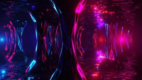 Space alien cave. Virtual reality environment. 3d render. Stock Illustration