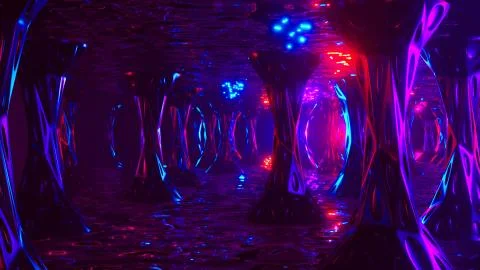 Space alien cave. Virtual reality environment. 3d render. Stock Illustration