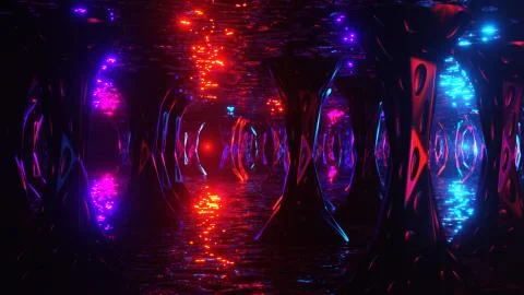 Space alien cave. Virtual reality environment. 3d render. Stock Illustration