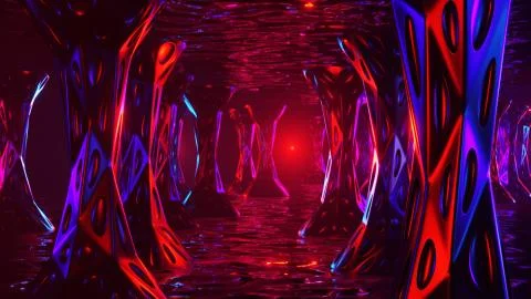 Space alien cave. Virtual reality environment. 3d render. Stock Illustration