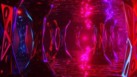 Space alien cave. Virtual reality environment. 3d render. Stock Illustration