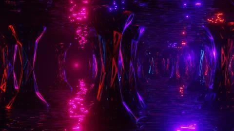 Space alien cave. Virtual reality environment. 3d render. Stock Illustration