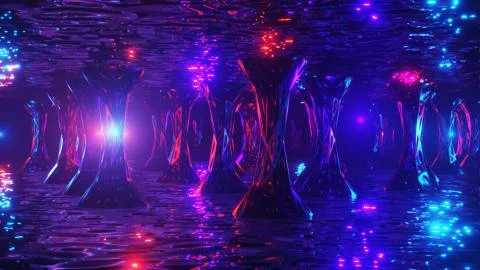 Space alien cave. Virtual reality environment. 3d render. Stock Illustration