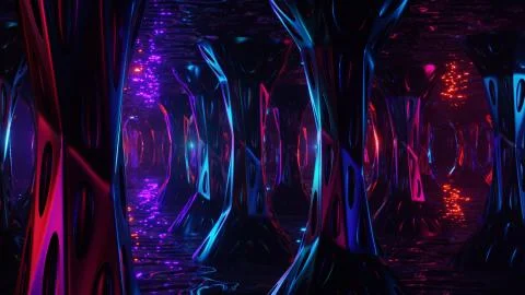 Space alien cave. Virtual reality environment. 3d render. Stock Illustration