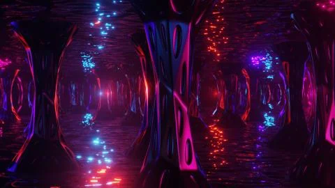 Space alien cave. Virtual reality environment. 3d render. Stock Illustration