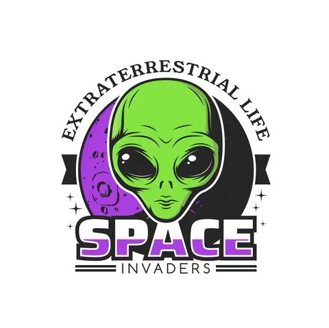 Space alien, extraterrestrial invaders vector icon Stock Illustration