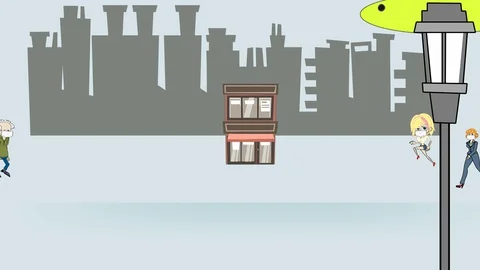 Space Alien Fighting Virus in City (Loop) Video stock 127711852