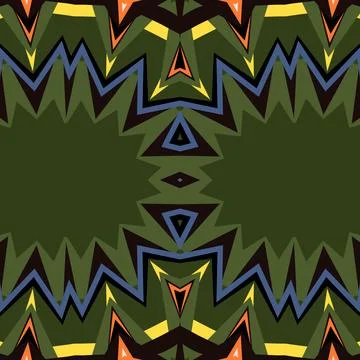 Space alien jungle themed mirrored ornamental composition, accented by dark soil Stock Illustration