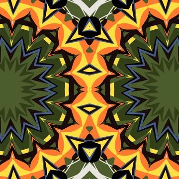 Space alien jungle themed symmetrical decorative motif, accented by dark soil, m 스톡 일러스트