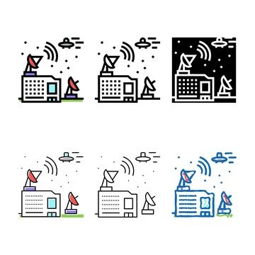 Space alien station color pack icon vector Stock Illustration