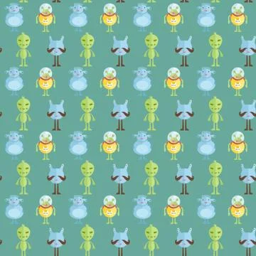 Space Aliens Cartoon Vector Seamless Pattern Stockillustratie