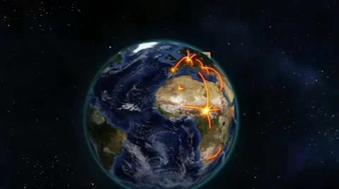 Space and Earth Media Panels (Orange) Stock After Effects