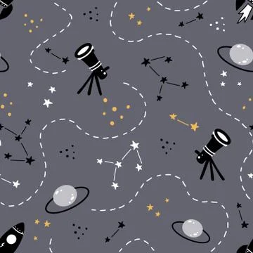 Space and galaxy seamless pattern with star. Vector illustration. 스톡 일러스트