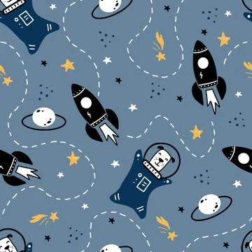 Space and galaxy seamless pattern. Vector illustration. Stock Illustration