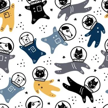 Space and galaxy seamless pattern. Vector illustration. 스톡 일러스트