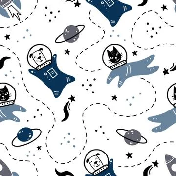 Space and galaxy seamless pattern. Vector illustration. Stock Illustration