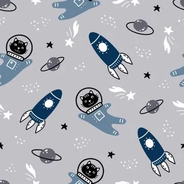 Space and galaxy seamless pattern. Vector illustration. Stock Illustration