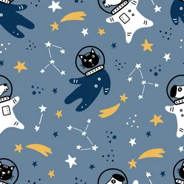 Space and galaxy seamless pattern. Vector illustration. Stockillustratie