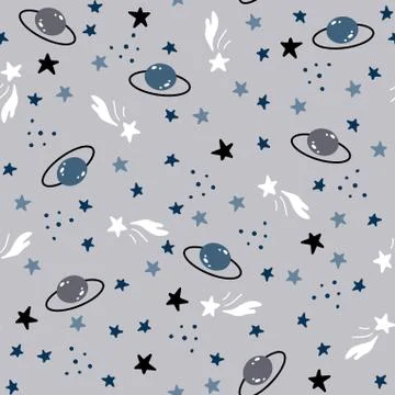 Space and galaxy seamless pattern with star. Vector illustration. Illustrazione stock