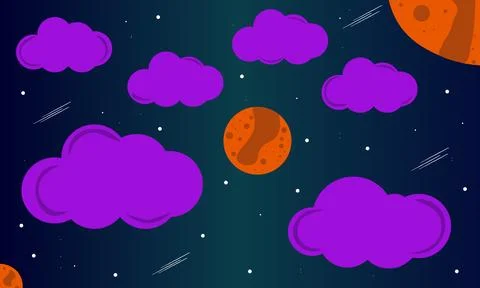Space and planet background. Planets surface with craters, stars and comets Stock Illustration