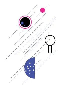 Space and planets abstract flat style geometric poster art. Astrology wall print Stock Illustration