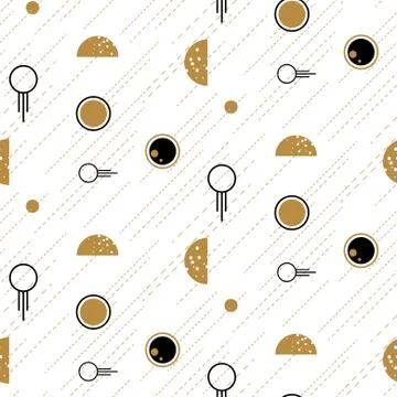 Space and planets abstract flat line style geometric seamless pattern art Illustrazione stock