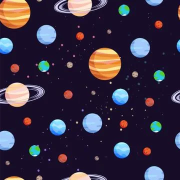 Space and Planets Pattern Vector Illustration Stock Illustration
