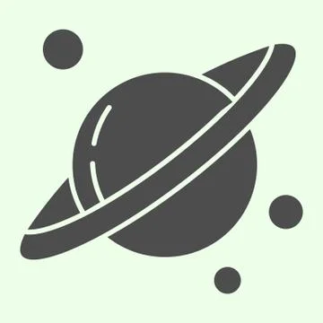 Space and planets solid icon. Planet Saturn with solar planetary ring system Ilustración de archivo
