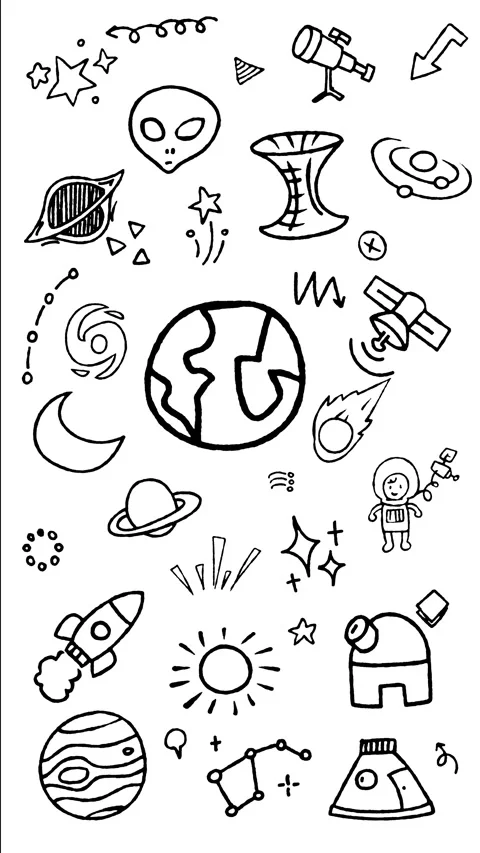 Space and Sci-Fi Galaxy Hand Drawn Doodle Animation Stock Footage 344685205