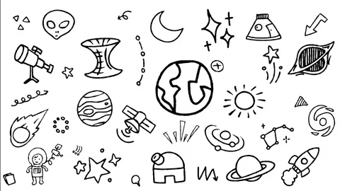 Space and Sci-Fi Galaxy Hand Drawn Doodle Animation Vertical Stock Footage 344685206