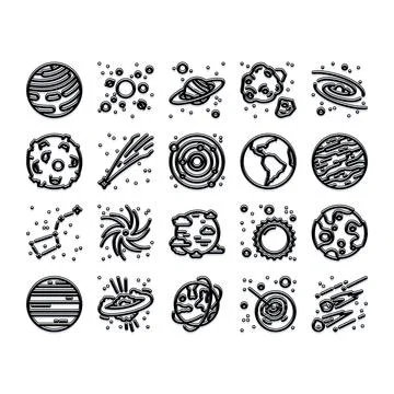 Space and universe flat line doodling vector icons 库存插图