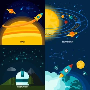 Space And Universe Flat Set 库存插图