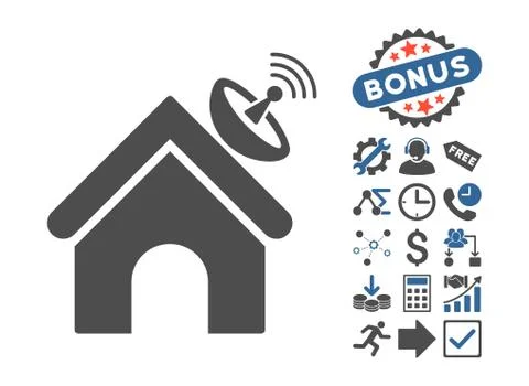 Space Antenna Building Flat Vector Icon With Bonus Ilustración de archivo