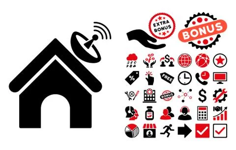 Space Antenna Building Flat Vector Icon with Bonus Ilustración de archivo