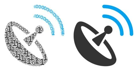 Space Antenna Mosaic of Binary Digits Illustrazione stock