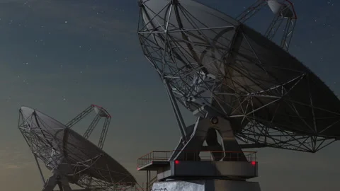 Space antennas or ground observatories observing space from the earth's surfa Video stock 203533768