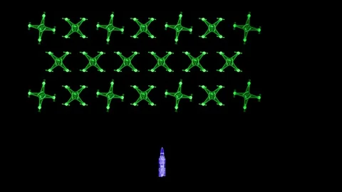 Space arcade video game animation concept Stock Footage 129079384