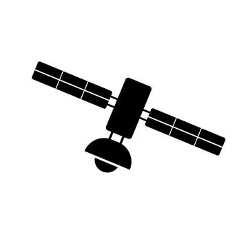 Space artificial satellite silhouette icon. Vector. Stock Illustration