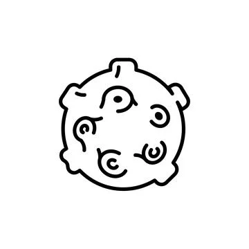 Space asteroid flat icon. Pictogram for web. Line stroke. Asteroid isolated o Stock Illustration