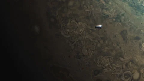 Space Asteroid Meteor Fragment Heading Towards Planet Jupiter as Camera Stock Footage 288058740