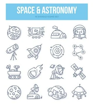 Space &amp; Astronomy Doodle Concept Illustrazione stock