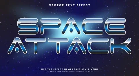Space Attack 3D editable text effect Template Illustrazione stock