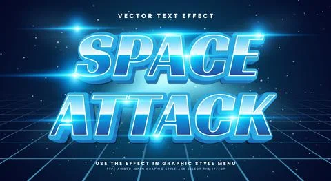 Space Attack editable text effect Template Illustrazione stock