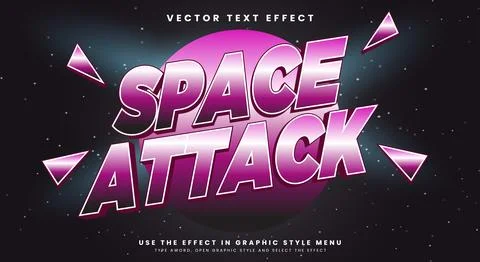 Space Attack Glow Style 3D editable text effect Illustrazione stock